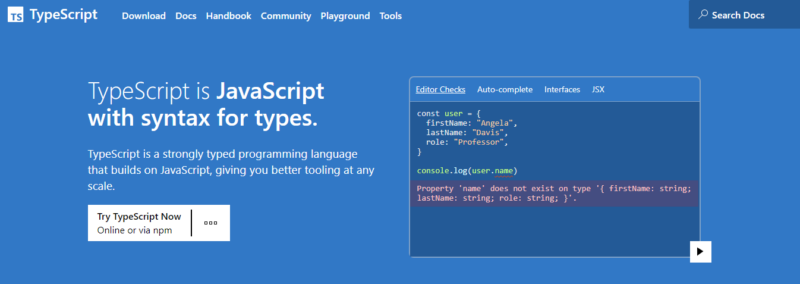 скриншот из TypeScript 
