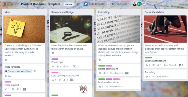 Как выглядит Trello Доска Trello