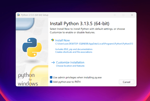 install python 