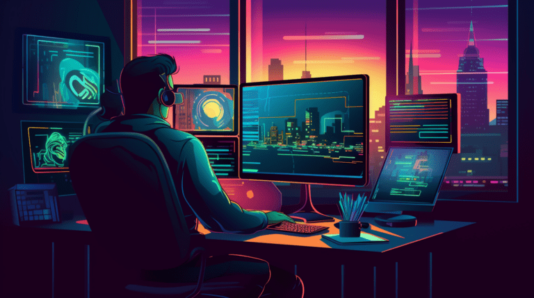 Web developer creating an interactive website with JavaScript