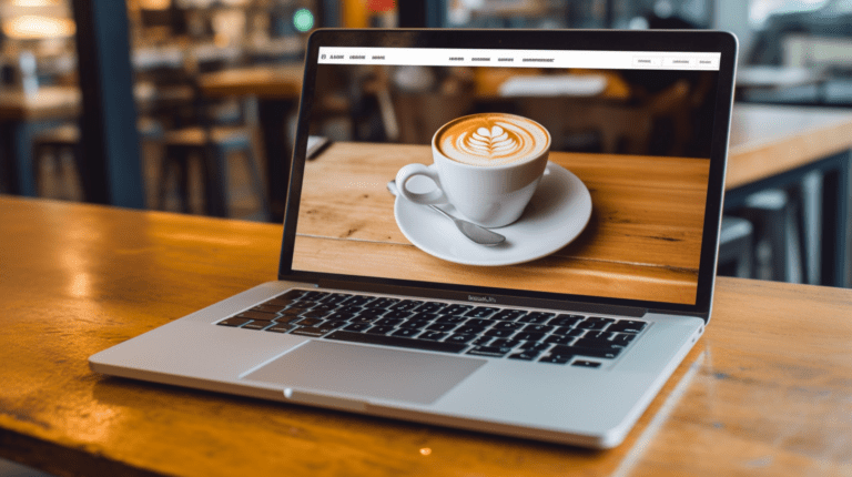Laptop screen with CSS Grid website layout