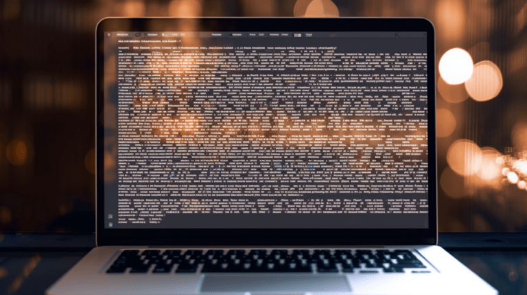 Computer screen displaying a paragraph with non-breaking text