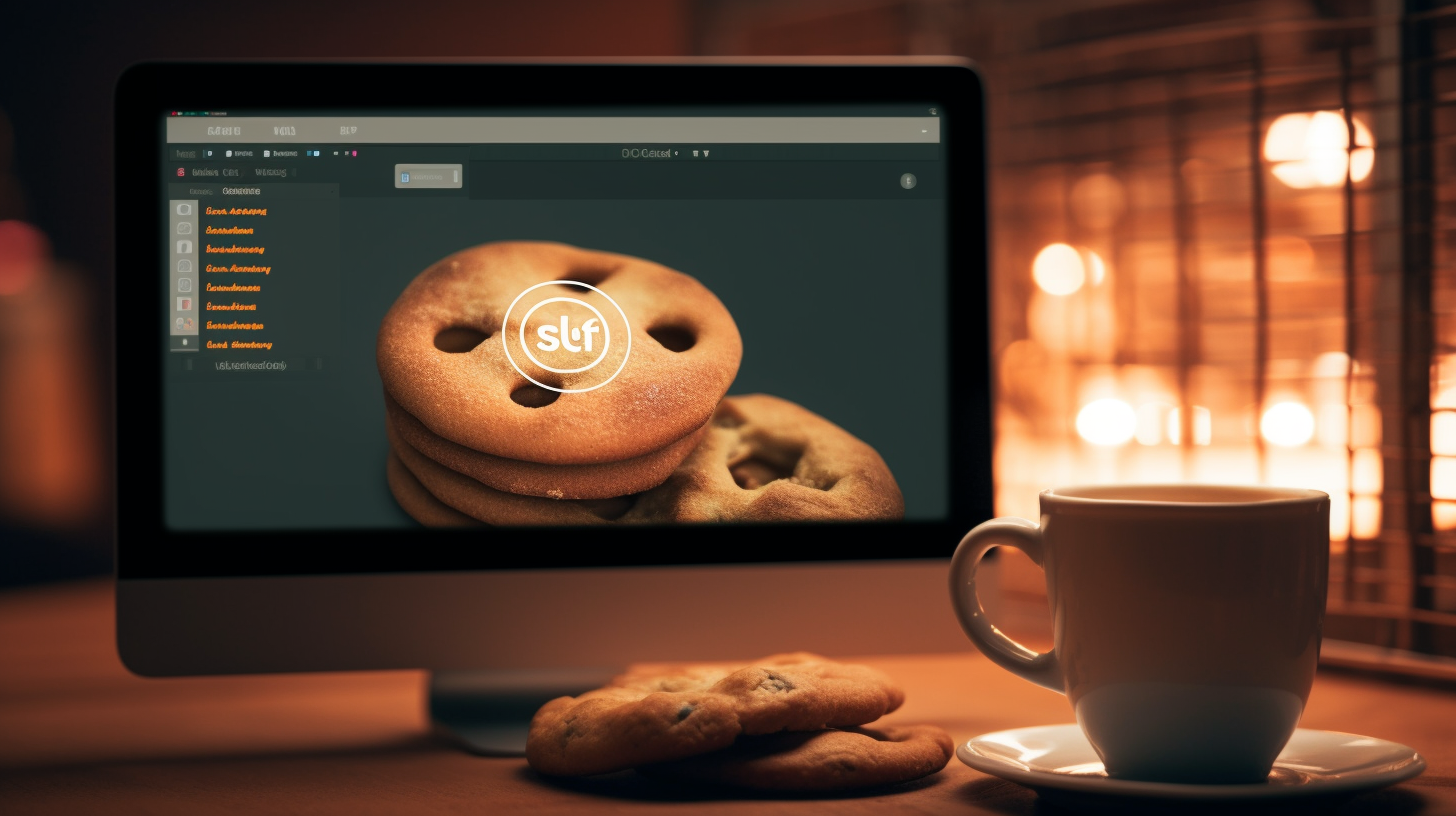 Browser, cookie, and JavaScript logo on a computer screen