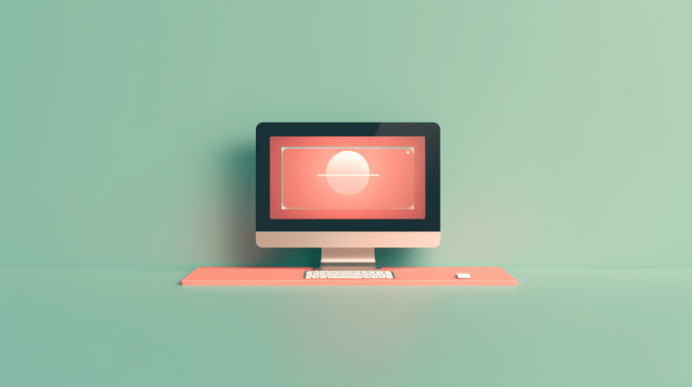 Computer screen with an animated color-changing button.