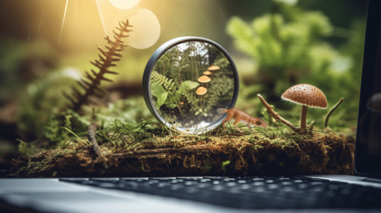 Computer screen with zoom effect on a nature image