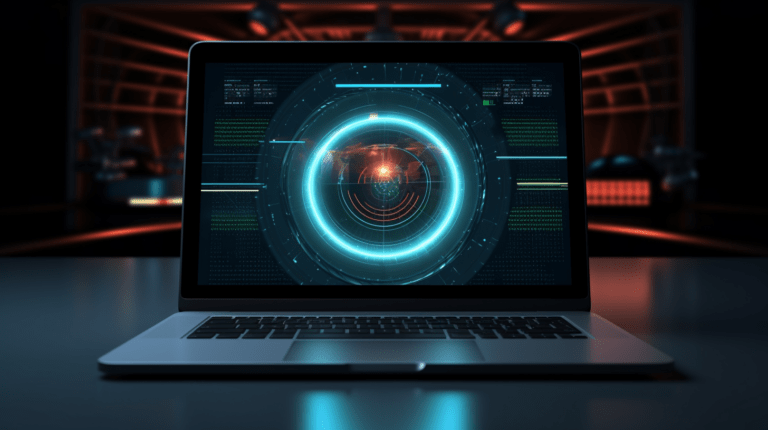 Laptop displaying a website with loading animation.