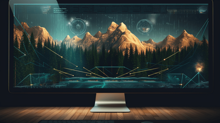 Computer screen displaying a website with parallax scrolling effect