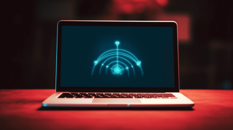 Laptop in offline mode displaying website