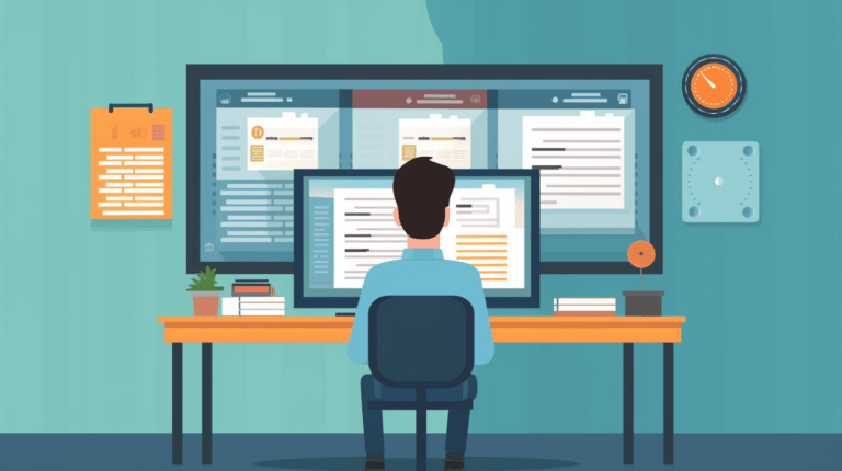 Tester using a software testing template.