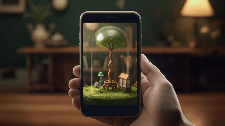 Testing an AR application on a smartphone.