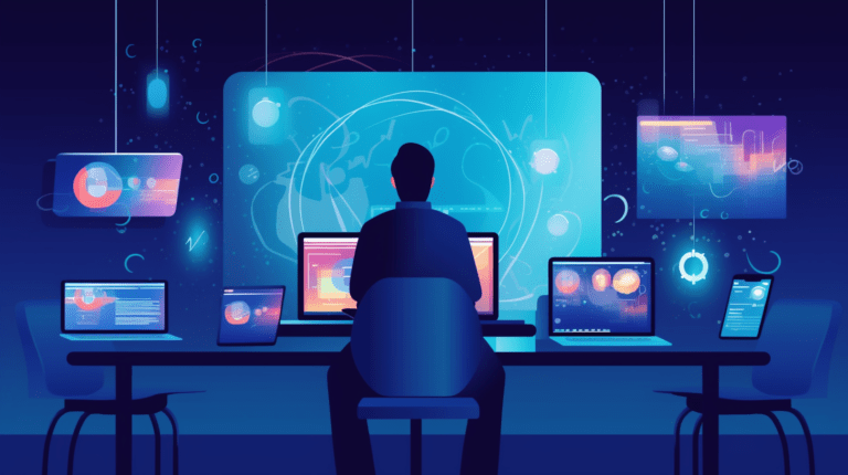 Testing a virtual conference platform on multiple devices.