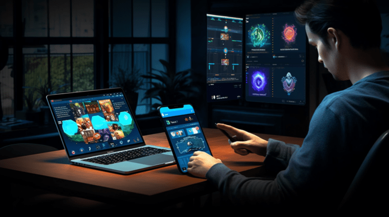 Testing a virtual tournament application on multiple devices.