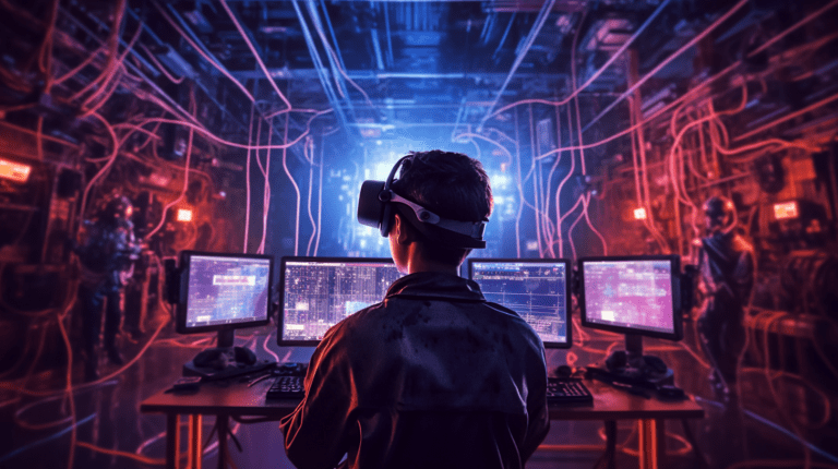 A software tester using virtual reality equipment.