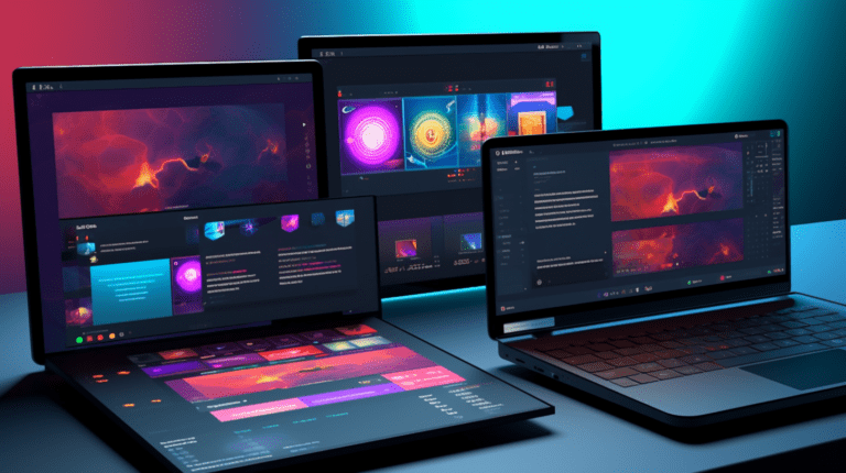 A computer demonstrating software testing on various operating systems.