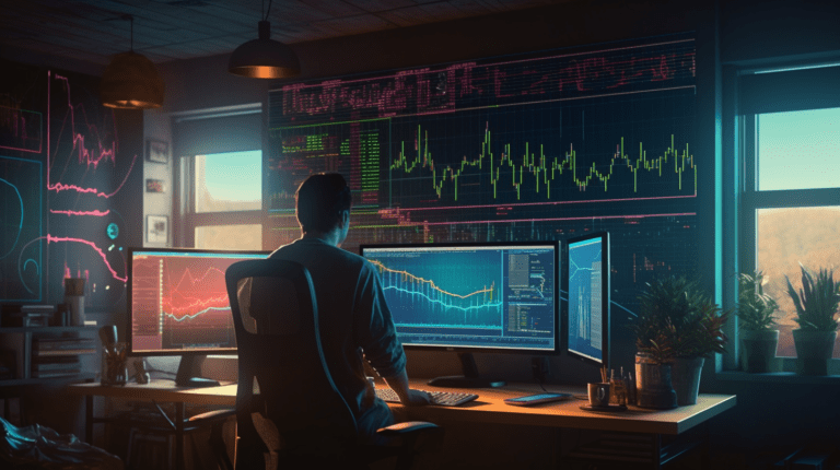 Software engineer monitoring software performance during testing.