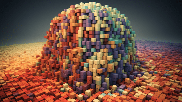 Visualization of a multi-dimensional data cube in OLAP.