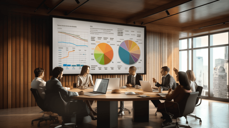Business team analyzing data.