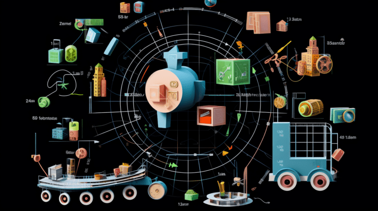 Different business sectors connected by data analytics.