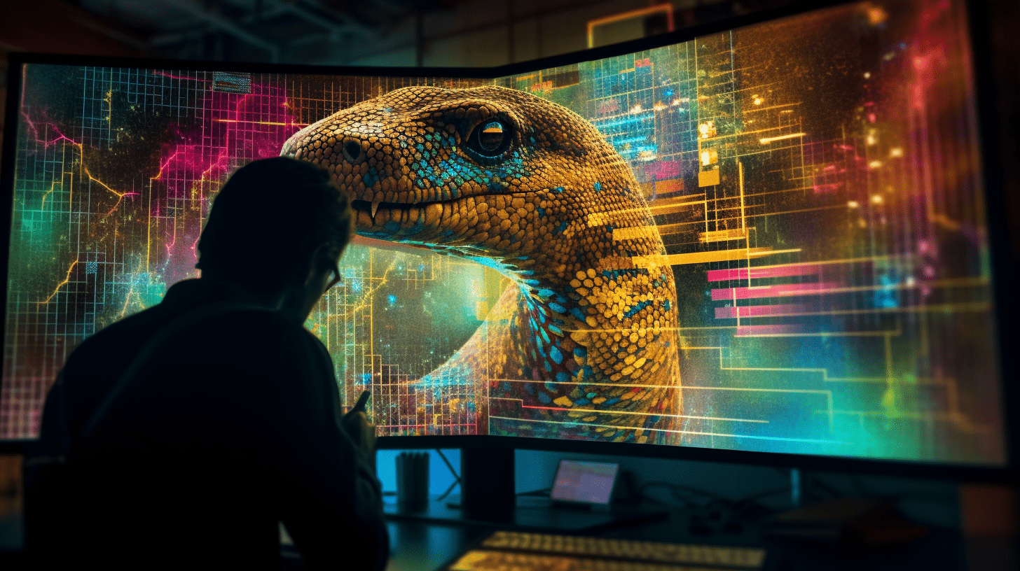 Python snake observing data transformation.