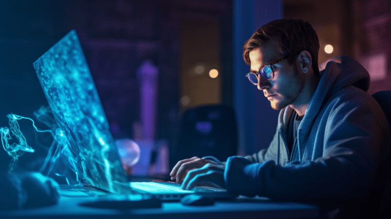 Programmer writing Python code.
