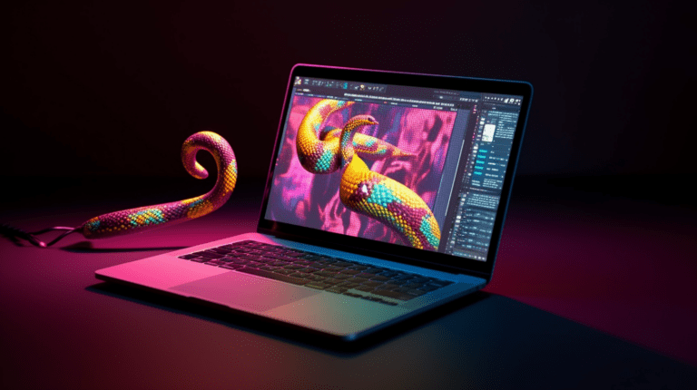 Python code and a markdown file on a laptop screen.