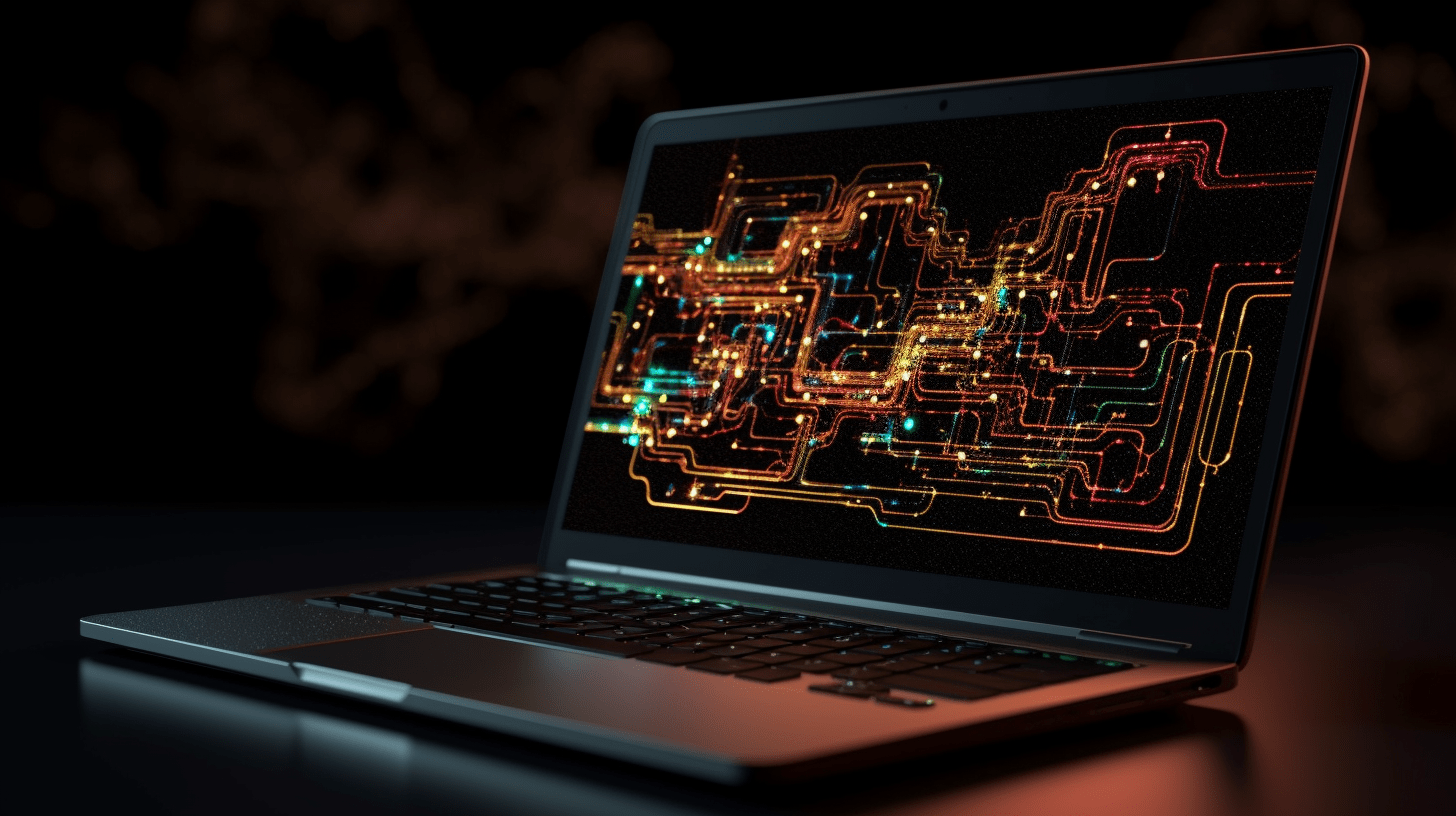 Asynchronous programming concept with laptop and gears.