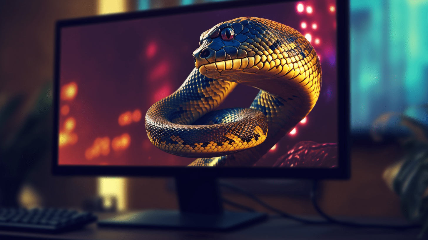 Computer monitor and Python logo.