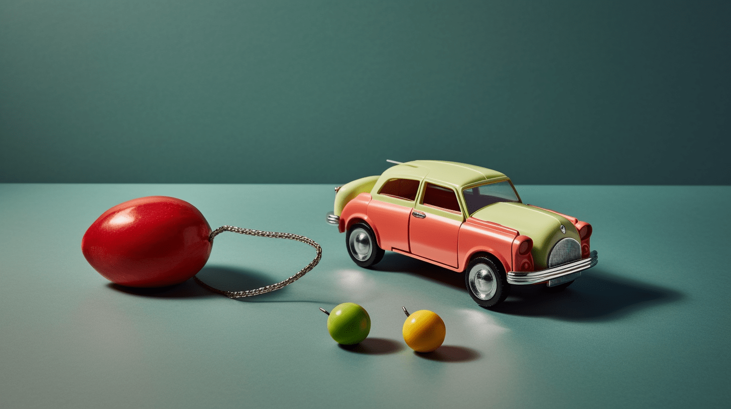 Toy car and fruits representing JavaScript objects and arrays