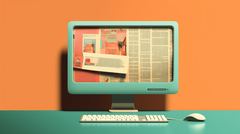 Computer monitor showing a webpage with a sticky header.
