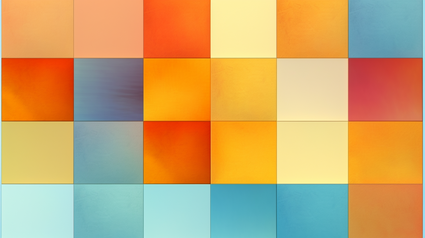 A disrupted flexbox layout represented by colored squares.