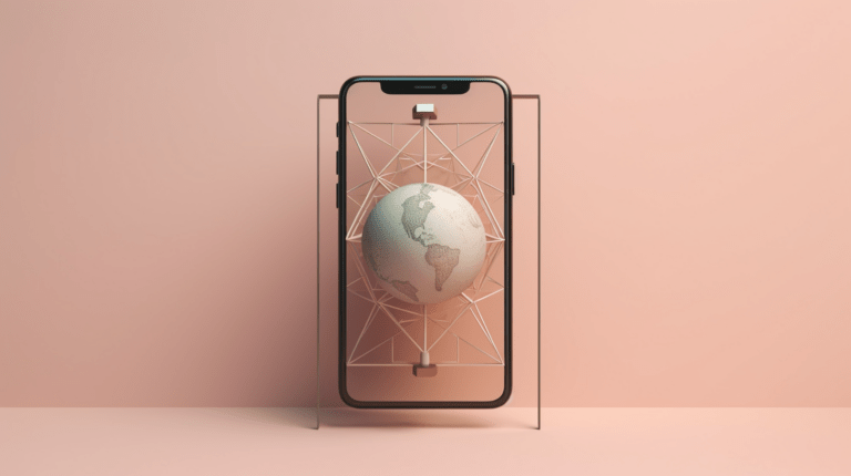 Smartphone and globe symbolizing international phone number format.