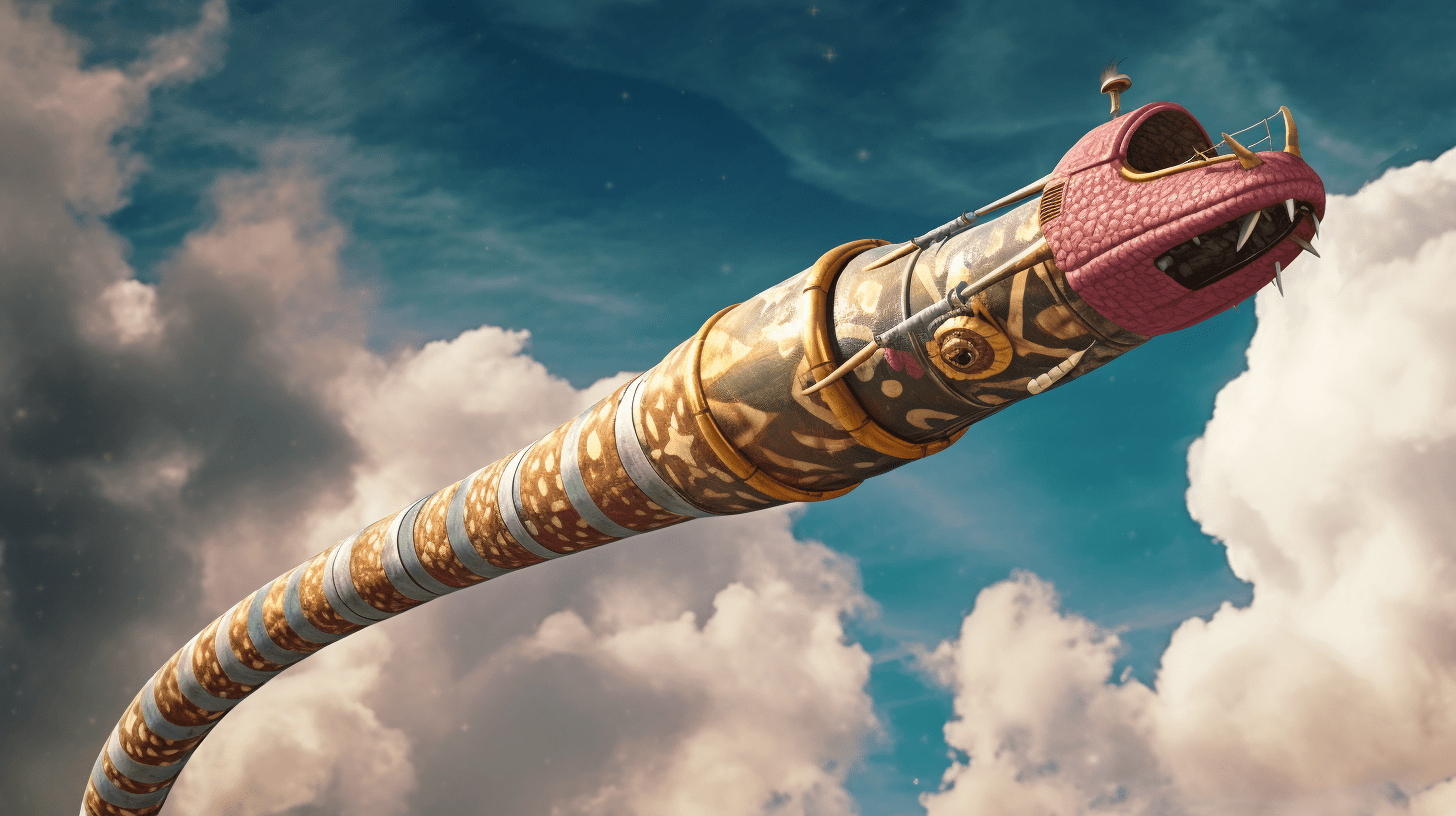 Python's range function speed depicted as a soaring rocket.