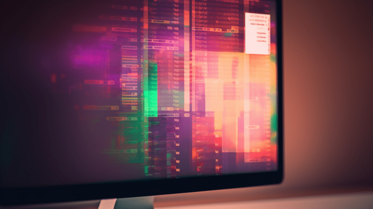 JavaScript code overlaying a computer screen displaying items.