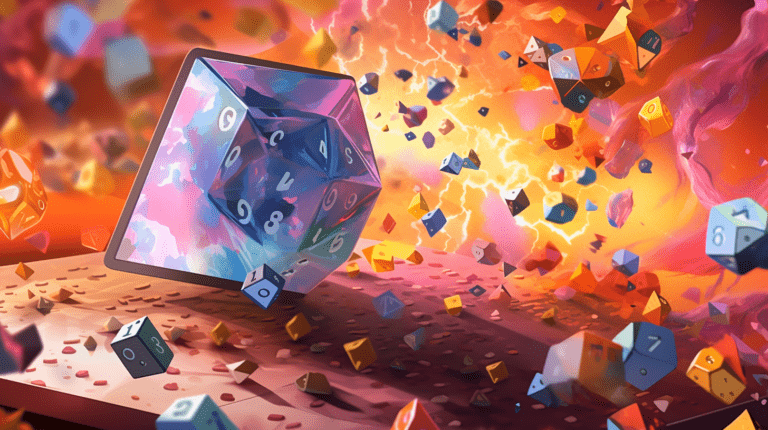 Random number generation represented by a computer monitor and a dice.