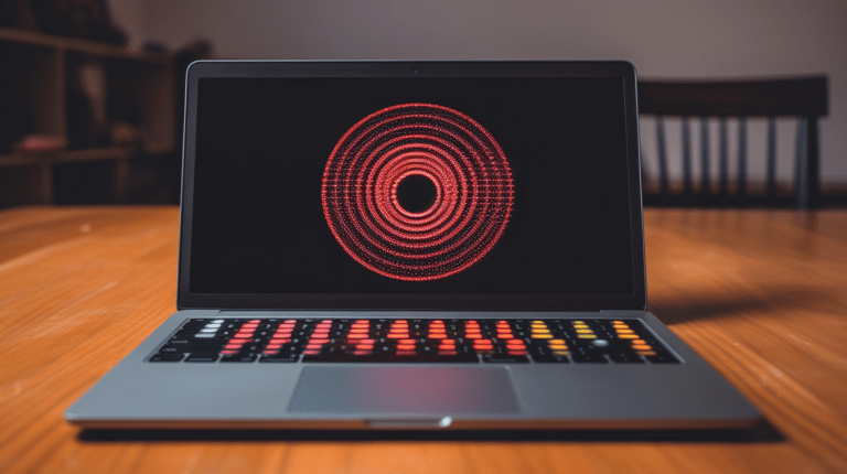 Laptop and a range of circle sizes depicting the concept of generating a range in programming.