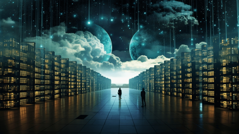 Physical and virtual representation of big data storage.