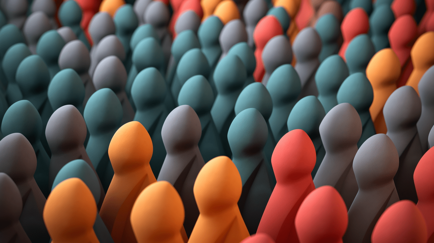 One person standing out from the crowd, representing a successful conversion in marketing.