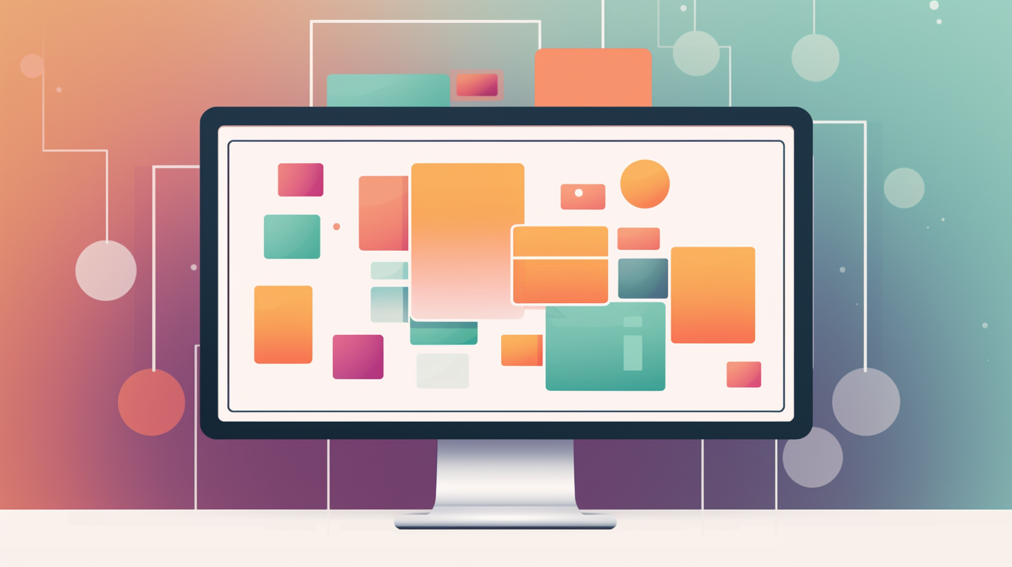 Abstract representation of a landing page structure on a computer screen.