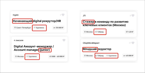вакансии на сайте