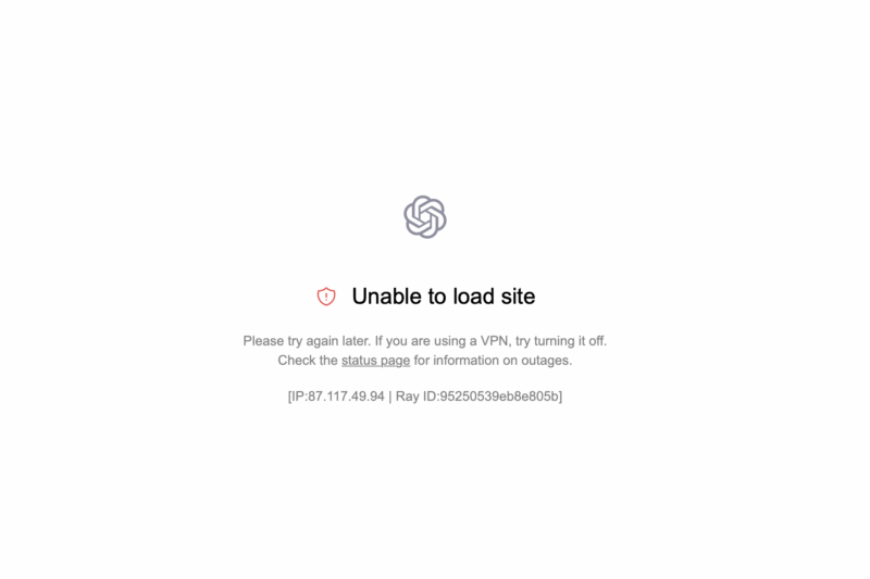 Unable to load site