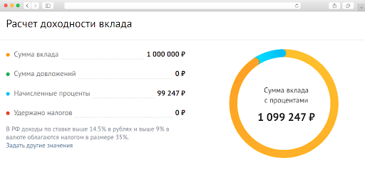 расчет доходности вклада