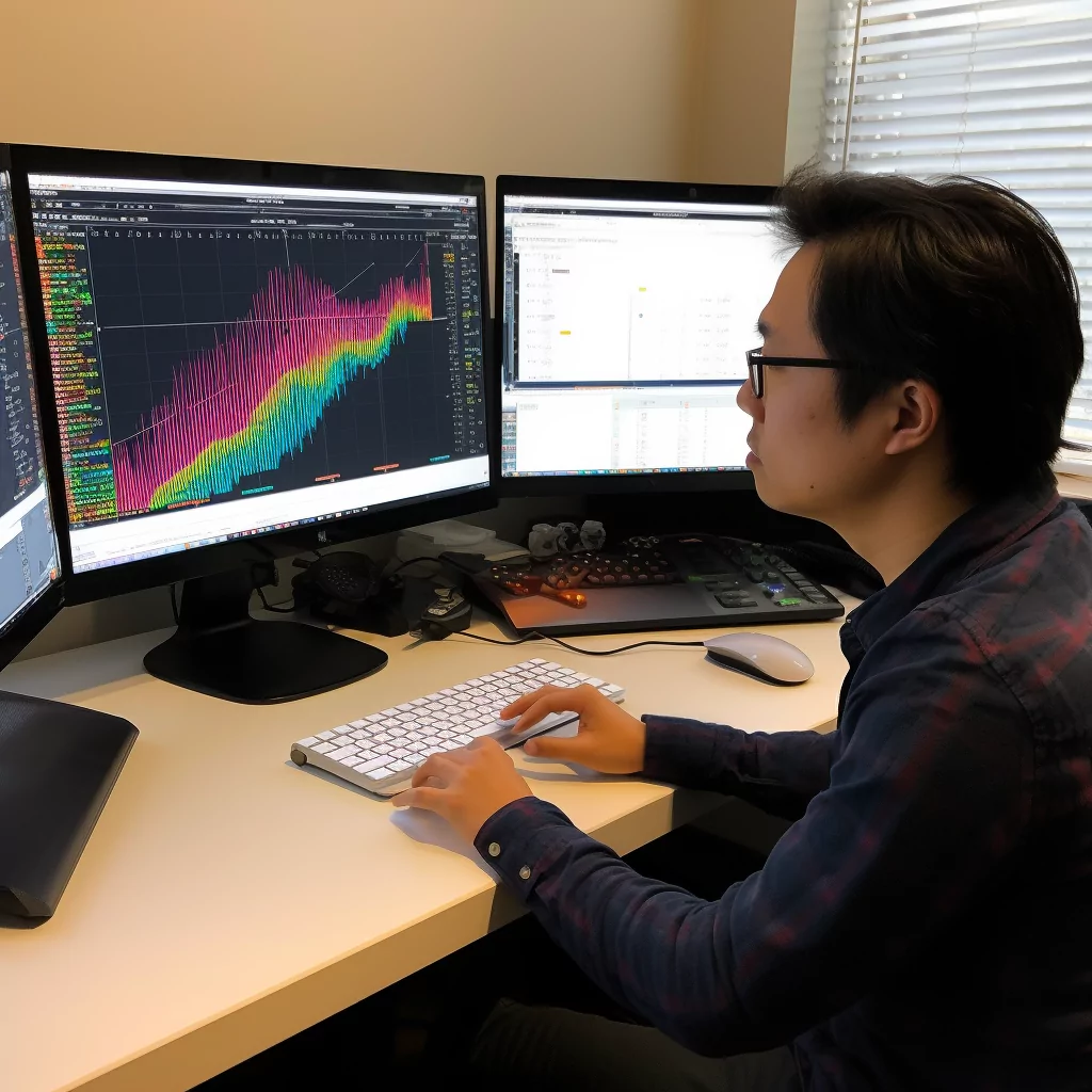 Data analyst using computer