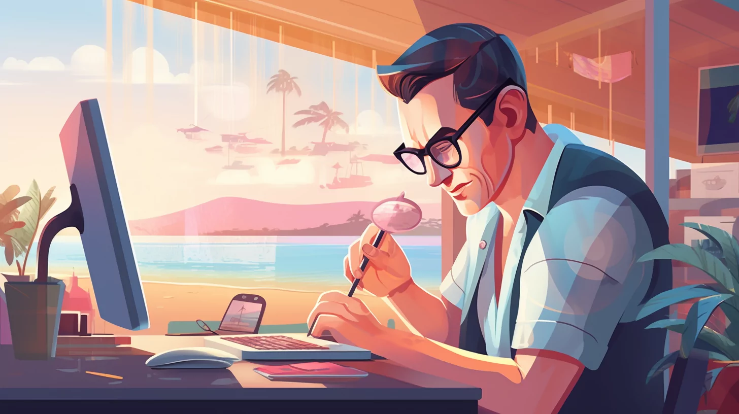 Tester examining a travel application.