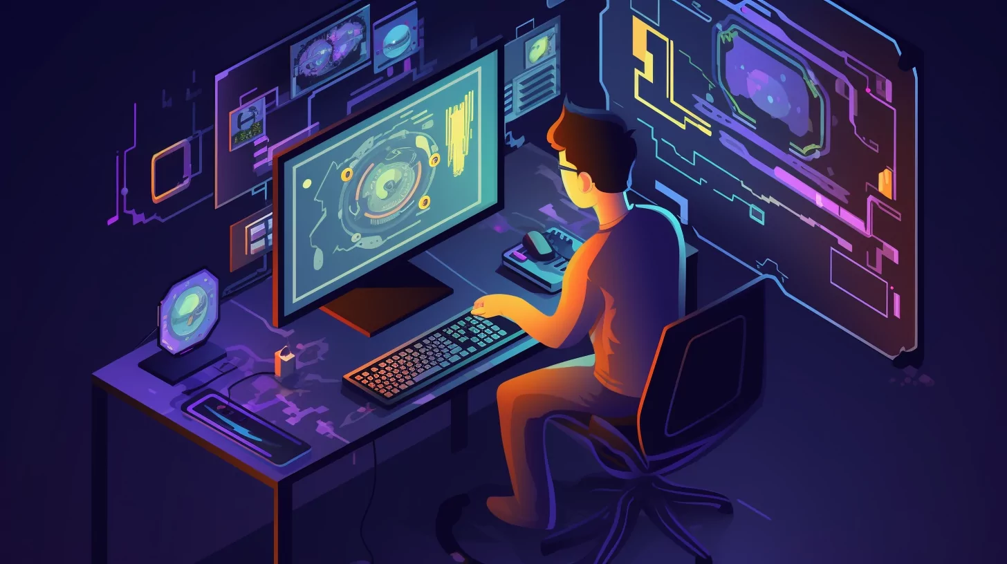 A tester examining a hardware-software complex.