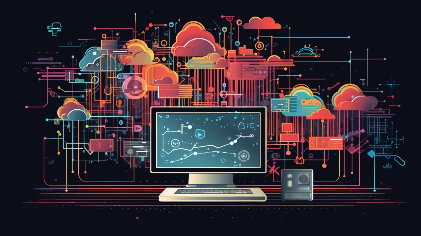 A computer integrating multiple data sources via API.